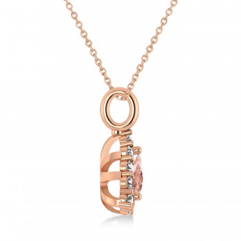 Diamond & Morganite Trillion Cut Pendant Necklace 14k Rose Gold (1.24ct)