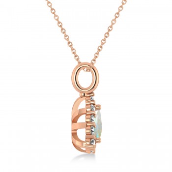 Diamond & Opal Trillion Cut Pendant Necklace 14k Rose Gold (1.24ct)