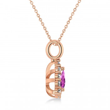 Diamond & Pink Sapphire Trillion Cut Pendant Necklace 14k Rose Gold (1.78ct)