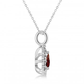 Diamond & Garnet Trillion Cut Pendant Necklace 14k White Gold (1.7ct)