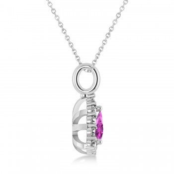 Diamond & Pink Sapphire Trillion Cut Pendant Necklace 14k White Gold (1.78ct)