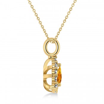 Diamond & Citrine Trillion Cut Pendant Necklace 14k Yellow Gold (1.26ct)