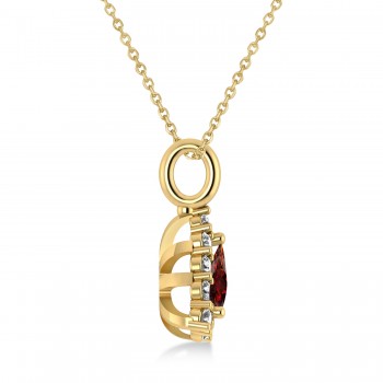 Diamond & Garnet Trillion Cut Pendant Necklace 14k Yellow Gold (1.7ct)