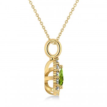 Diamond & Peridot Trillion Cut Pendant Necklace 14k Yellow Gold (1.53ct)