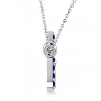 Personalized Blue Sapphire Nameplate Pendant Necklace 14k White Gold