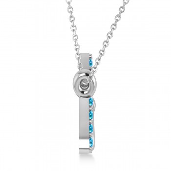 Personalized Blue Topaz Nameplate Pendant Necklace 14k White Gold