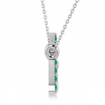 Personalized Emerald Nameplate Pendant Necklace 14k White Gold