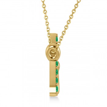 Personalized Emerald Nameplate Pendant Necklace 14k Yellow Gold