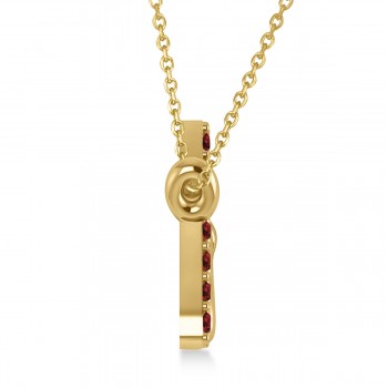 Personalized Garnet Nameplate Pendant Necklace 14k Yellow Gold