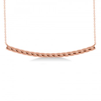 Curved Rope Bar Trapeze Pendant Necklace 14k Rose Gold