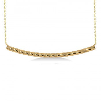 Curved Rope Bar Trapeze Pendant Necklace 14k Yellow Gold