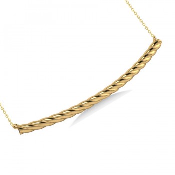 Curved Rope Bar Trapeze Pendant Necklace 14k Yellow Gold