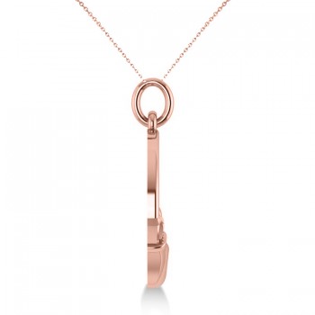 Heart Charm Claddagh Pendant Necklace in 14k Rose Gold