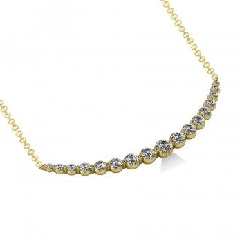 Curved Diamond Accented Pendant Necklace 14k Yellow Gold (2.00ct)