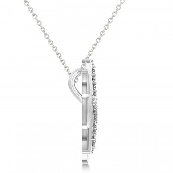 Diamond Starburst Pendant Necklace 14k White Gold (0.13ct)