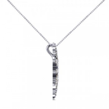 Diamond Starburst Sun Pendant Necklace 14k White Gold (0.49ct)