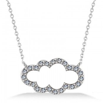 Cloud Outline Diamond Pendant Necklace 14k White Gold (0.23ct)