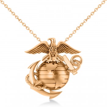 United States Marine Corps Badge Men's Pendant 14k Rose Gold