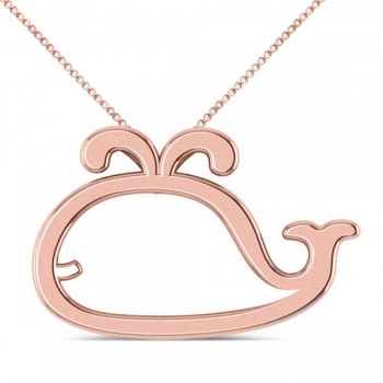 Nautical Whale Pendant Necklace in Plain Metal 14k Rose Gold