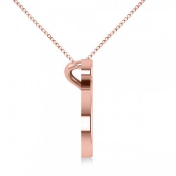 Nautical Whale Pendant Necklace in Plain Metal 14k Rose Gold