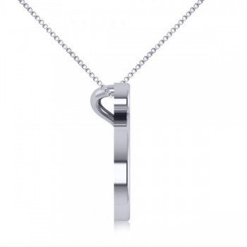 Nautical Whale Pendant Necklace in Plain Metal 14k White Gold