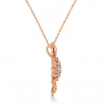 Large Sunflower Diamond Pendant Necklace 18k Rose Gold (0.38ct)