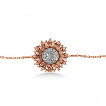 Large Sunflower Diamond Anklet 14k Rose Gold (0.38ct)