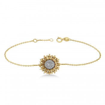Large Sunflower Diamond Anklet 14k Yellow Gold (0.38ct)