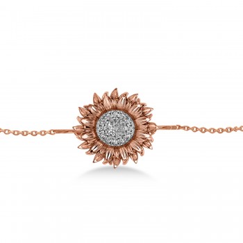 Large Sunflower Diamond Bracelet 14k Rose Gold (0.38ct)