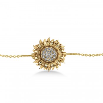 Sunflower Diamond Anklet 14k Yellow Gold (0.19ct)