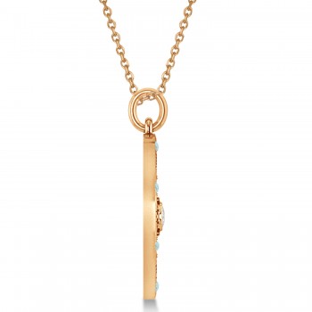 Compass Pendant Aquamarine & Diamond Accented 14k Rose Gold (0.19ct)