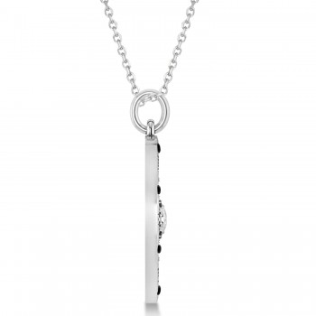 Compass Pendant Black & White Diamond Accented 18k White Gold (0.19ct)