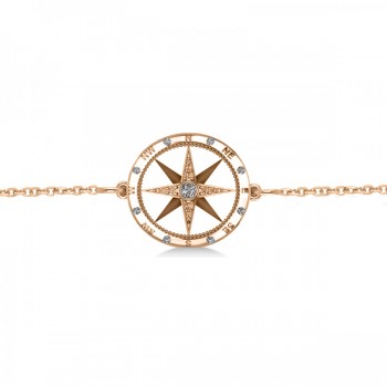 Diamond Nautical Compass Bracelet 14k Rose Gold (0.19ct)