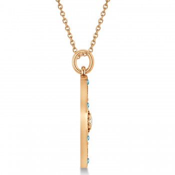 Compass Pendant Blue Topaz & Diamond Accented 18k Rose Gold (0.19ct)