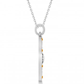 Compass Pendant Citrine & Diamond Accented 14k White Gold (0.19ct)