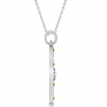 Compass Pendant Peridot & Diamond Accented 14k White Gold (0.19ct)