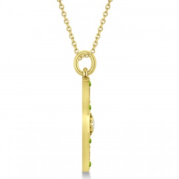 Compass Pendant Peridot & Diamond Accented 14k Yellow Gold (0.19ct)