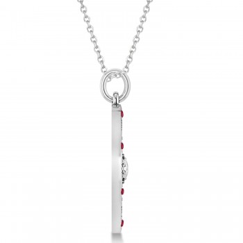 Compass Pendant Ruby & Diamond Accented 14k White Gold (0.19ct)