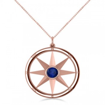Blue Sapphire Compass Pendant Fashion Necklace 14k Rose Gold (0.66ct)