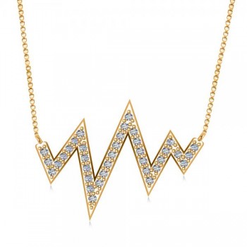 Diamond Heartbeat Vital Sign Pendant Necklace 14k Yellow Gold (0.36ct)
