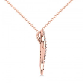 Awarness Ribbon Diamond Pendant Necklace 14k Rose Gold (0.28ct)