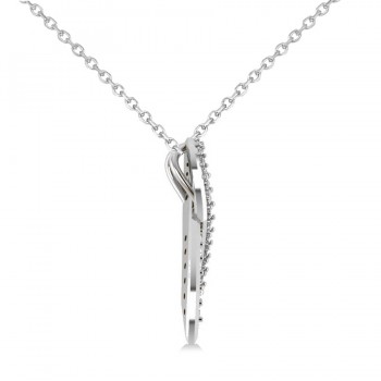 Awarness Ribbon Diamond Pendant Necklace 14k White Gold (0.28ct)