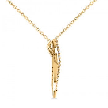 Awarness Ribbon Diamond Pendant Necklace 14k Yellow Gold (0.28ct)