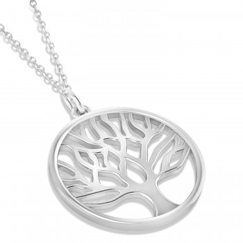 Family Tree of Life Pendant Necklace 14k White Gold