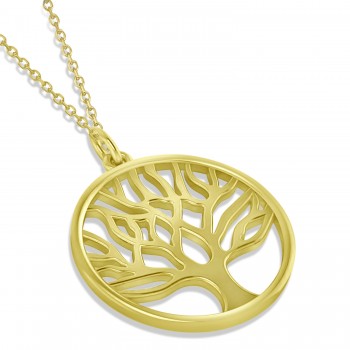 Family Tree of Life Pendant Necklace 14k Yellow Gold