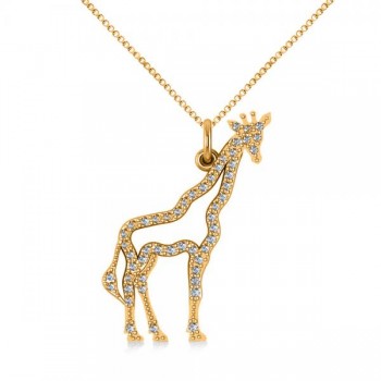 Diamond Giraffe Pendant Necklace 14k Yellow Gold (0.26ct)