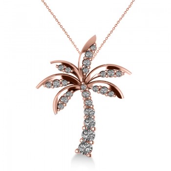 Lab Grown Diamond Palm Tree Pendant Necklace 14k Rose Gold (0.50ct)