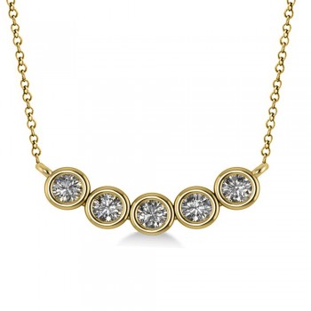 Bezel-set Five-Stone Diamond Pendant Necklace 14k Yellow Gold (0.25ct)