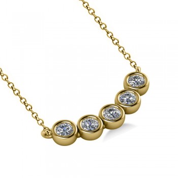 Bezel-set Five-Stone Diamond Pendant Necklace 14k Yellow Gold (0.25ct)