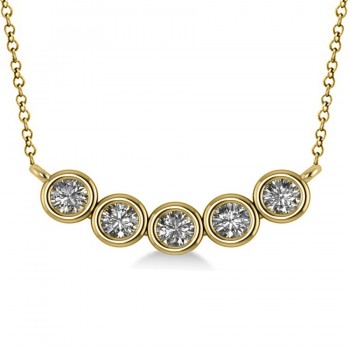 Bezel-set Five-Stone Diamond Pendant Necklace 14k Yellow Gold (2.00ct)